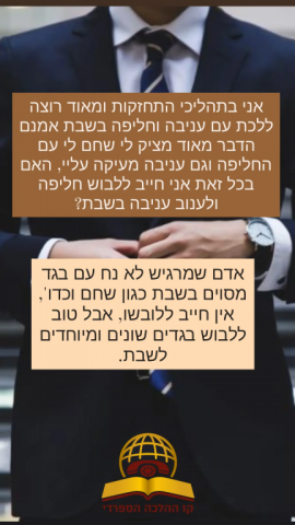 האם חייב ללבוש חליפה ולענוב עניבה בשבת?