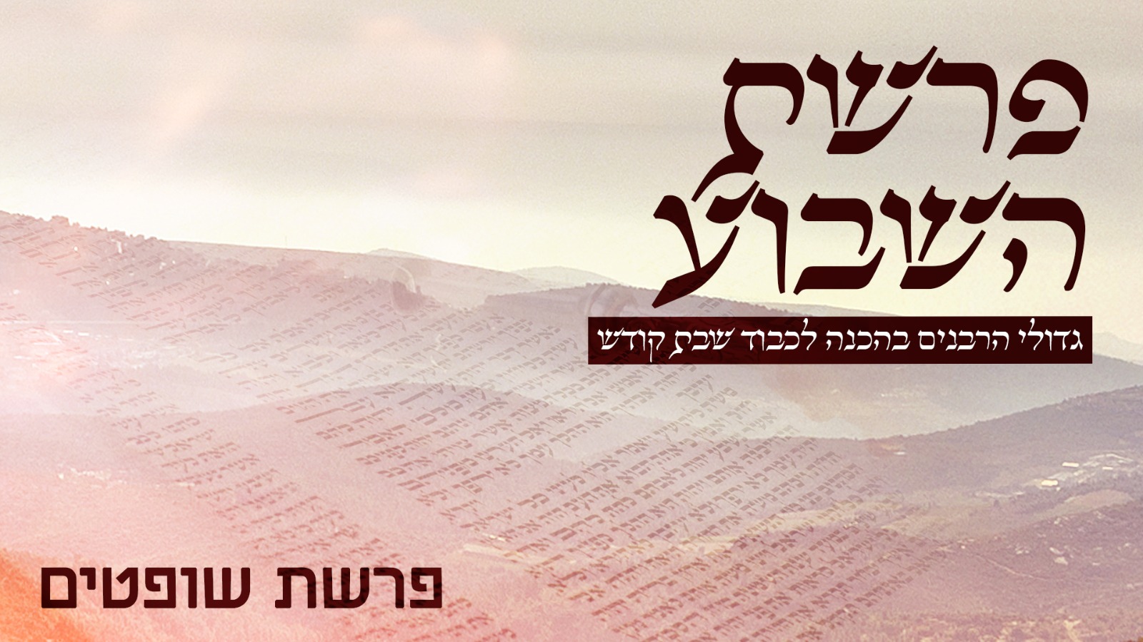 משדר הפרשה - גדולי הרבנים בחידושים על פרשת שופטים תש"פ  