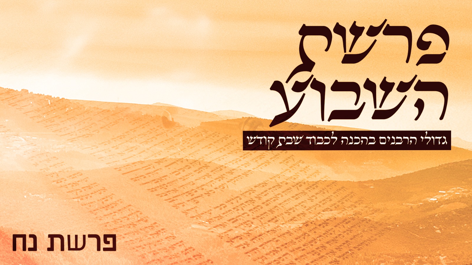 משדר הפרשה - גדולי הרבנים בחידושים על פרשת נח תשפ"א 